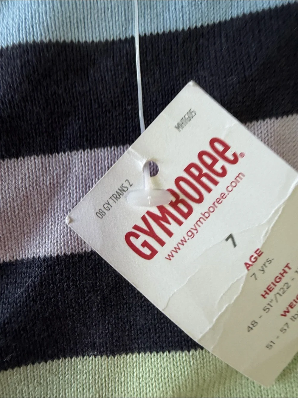 Gymboree Black Striped Short Sleeve Top with Pastel Blue, Pink & Green